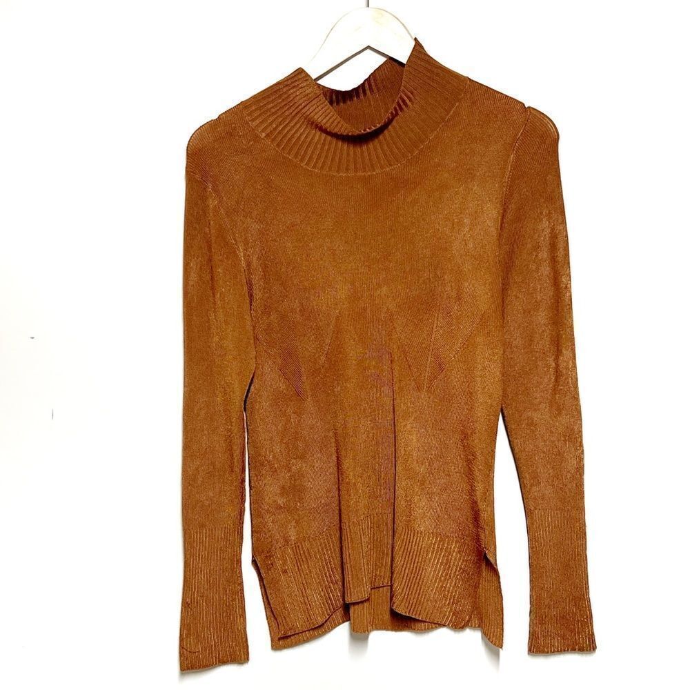 Intimately Free People Cinnamon Shimmery Fitted Mock Neck  Sz Womens M